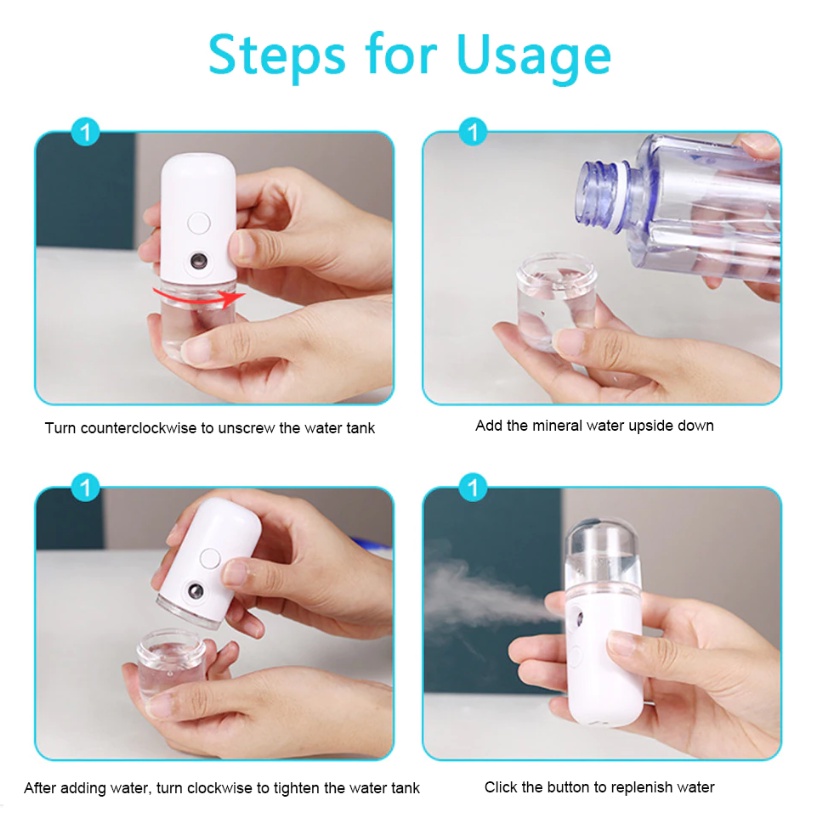 KeiKei Mini Nano Spray Gun Face Mist Wajah Portable Pelembab Wajah
