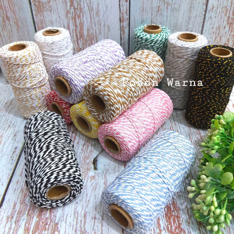 

TALI RAMI WARNA KATUN 1METER HANGTAG | ROPE TALI HAMPERS KADO BAKERS TWINS