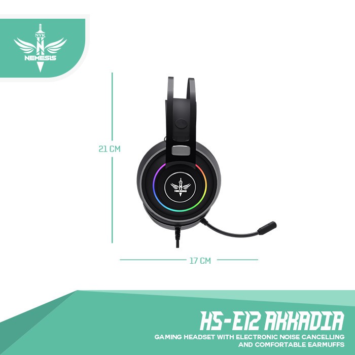 NYK HS-E12 Headset Gaming 7.1 Surround RGB AKKADIA HS - E12