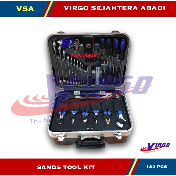 SANDS TOOL KIT 132 PCS  ABS TROLLEY BOX KUNCI SET LENGKAP 132PCS KUALITAS BAGUS