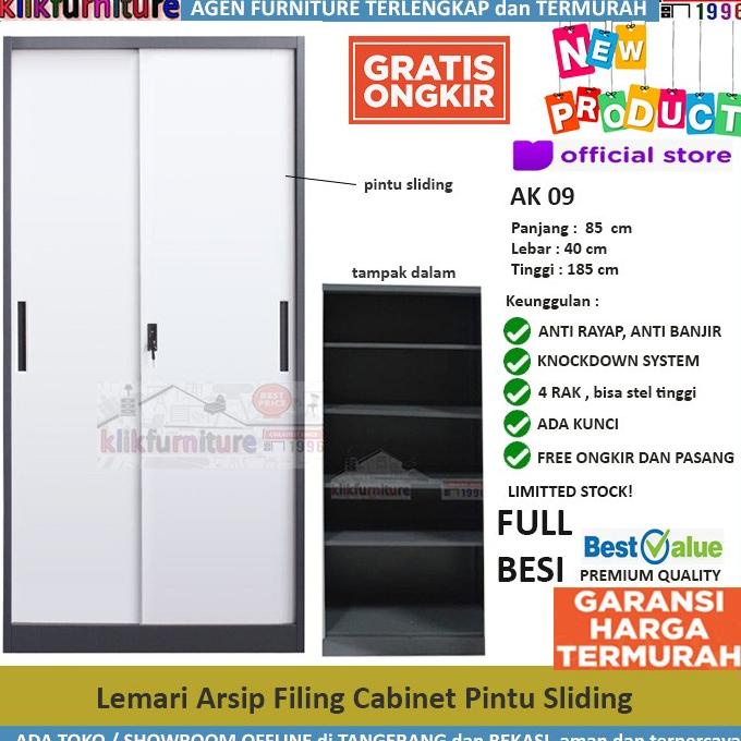 

[[COD]] Lemari Arsip Filing Cabinet Besi Pintu Sliding Plat AK 09 STOK TERBATAS Kode 16