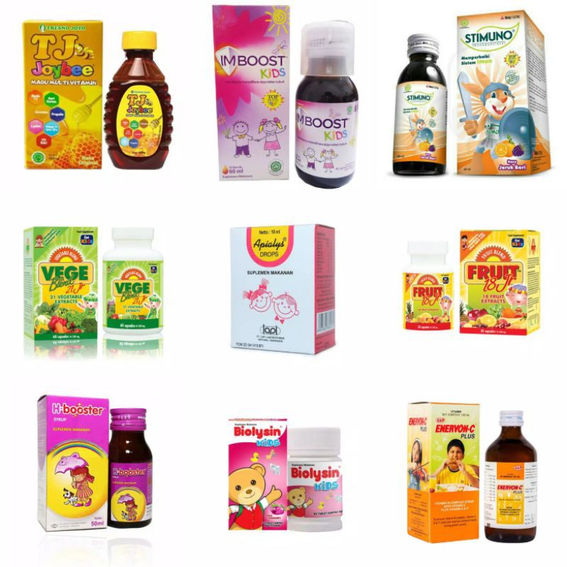 Imboost Kids/Egoji/H-Booster/Sakatonik ABC/Enervon C Plus/Apialys Drops - Vitamin & Suplemen Makanan