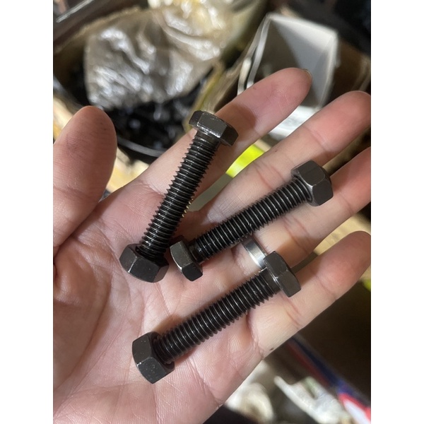 UNC 3/8 x 2” - BAUT MUR BESI HITAM KUNCI 14 PANJANG 5 CM