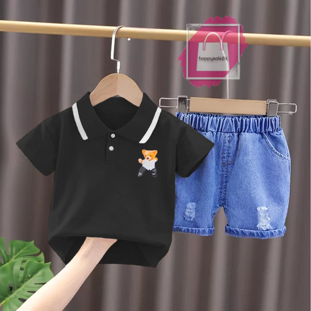 SETELAN ANAK BAJU KERAH POLO ANAK UMUR 1-5 TAHUN SETELAN PANDA KUNGGFU BAHAN BAJU COMBAD CELANA PENDEK DENIM ATASAN ANAK LAKI LAKI PEREMPUAN TERBARU OUTFIT ANAK MASA KINI TERMURAH