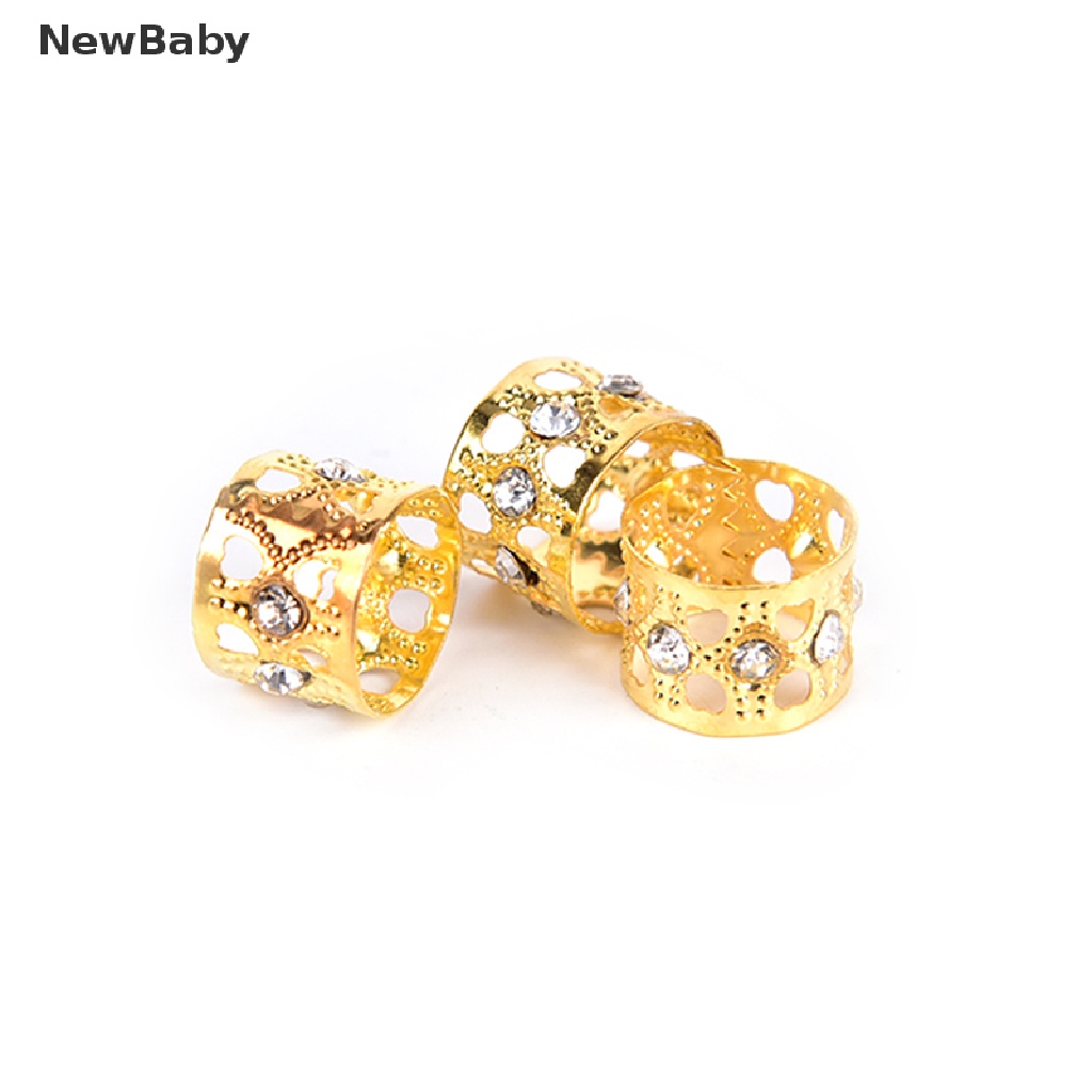 Newbaby 10Pcs Cincin Rambut Kepanggimbal Hias Berlian Imitasi Untuk Wanita