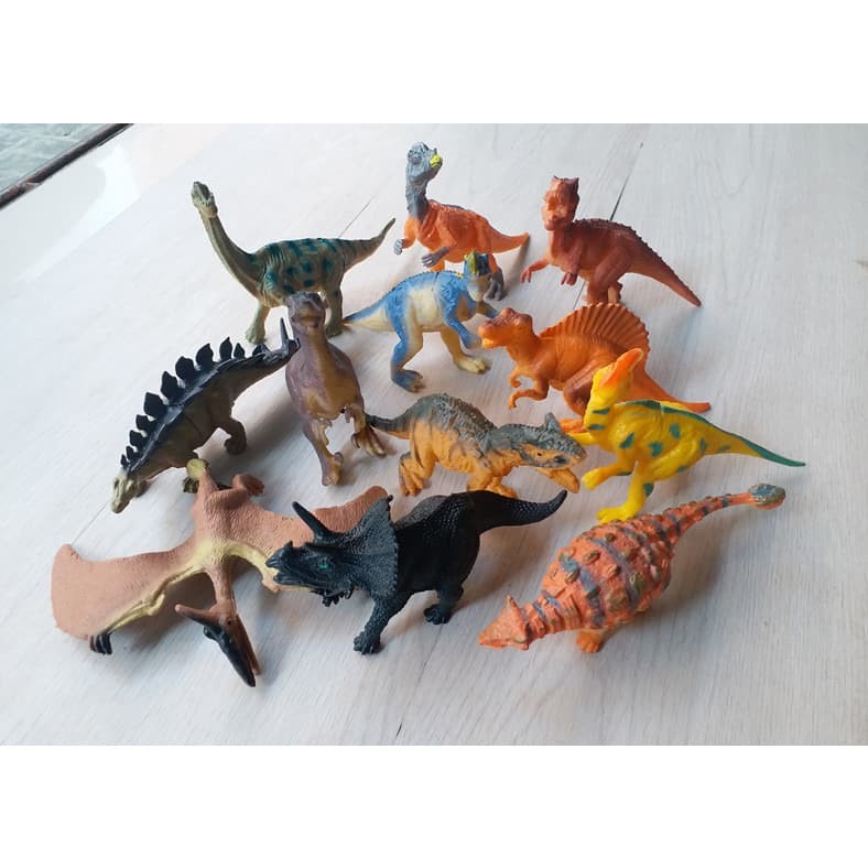 Dinosaurus Karet Mainan Edukasi Anak Laki Laki Perempuan Figure Dino Koleksi Play Set Isi 12 Pcs