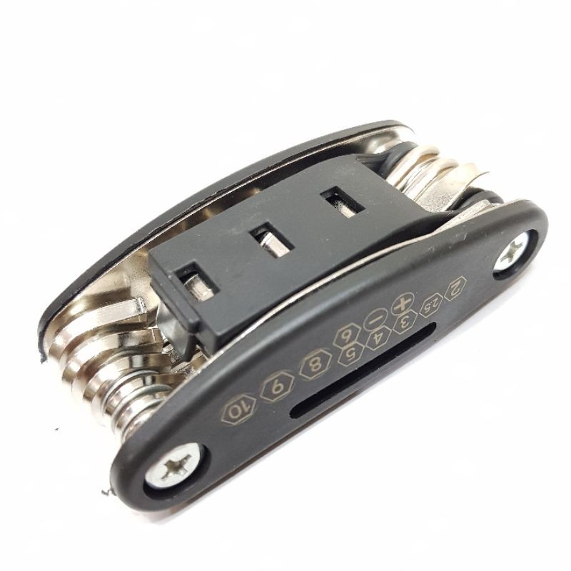 Obeng Pocket /  16 in1 Pocket Tools set Stainless s1 / Kunci Set Obeng Lipat 16 in 1 Kunci Shock Skuter Motor Sepeda kunci L/Alat reparasi sepeda SerbaGuna 16 in 1 multifungsi Repair tools Obeng kunci L lengkap Stainless