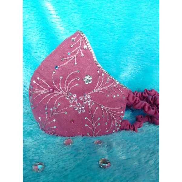 Masker Brokat Manik Cantik Tali Serut Model Duckbill Harga Termurah