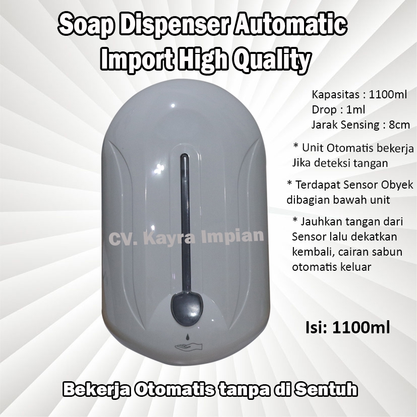 Handsoap Otomatis 1100ml Import Tempat Wadah Sabun Cuci Tangan