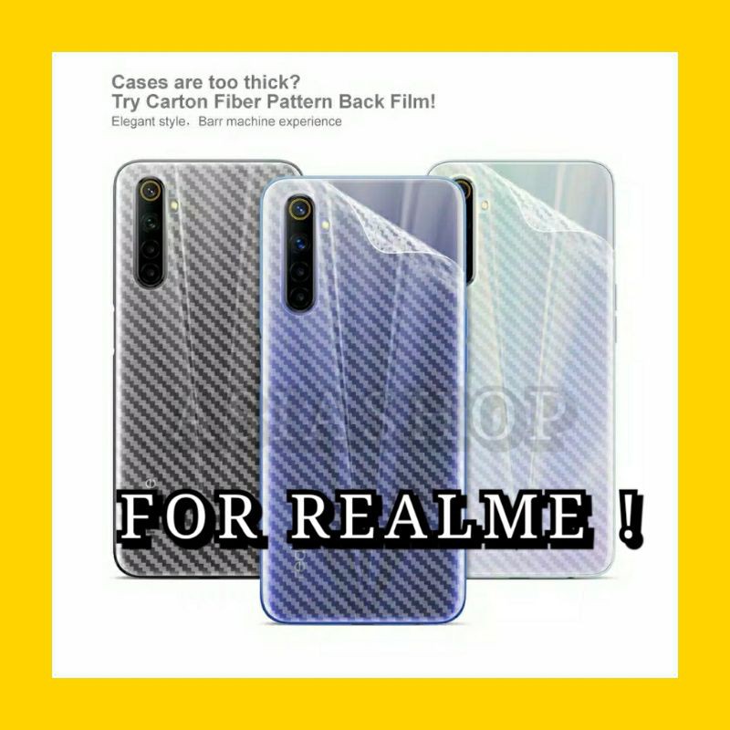 Garskin Pelindung backdoor Skin Motif Tekstur Carbon For All  REALME !