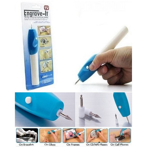 Engrave It Pen Alat Ukir / Grafir Elektrik Portable - Putih-Biru