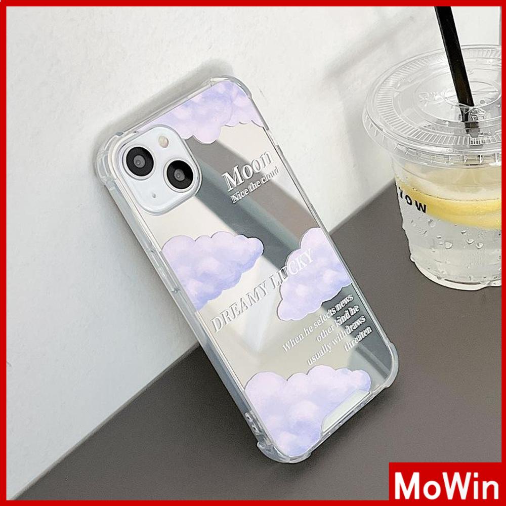 iPhone Case Acrylic Luxury Makeup Mirror Airbag Shockproof Protection Camera Purple Clouds Cute Compatible For iPhone 11 iPhone 13 Pro Max iPhone 12 Pro Max iPhone 7 Plus iPhone xr