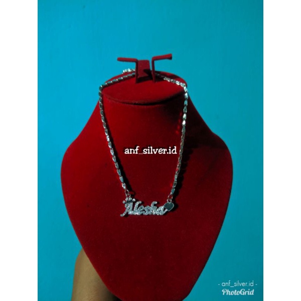 Kalung request nama rantai padi (perak murni)