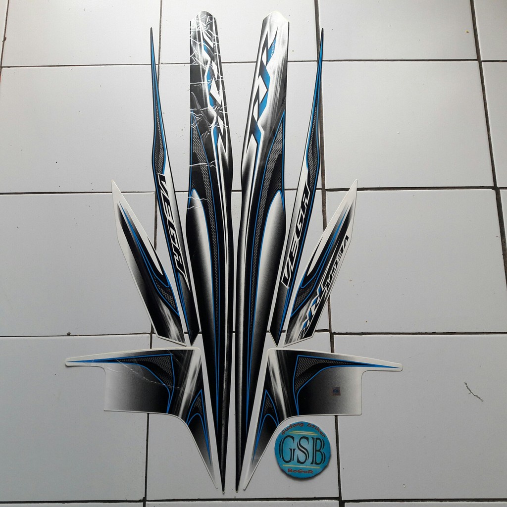 stiker motor yamaha Vega RR 2013 putih-biru