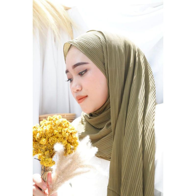 PROMO PASHMINA PLISKET/PASHMINA PLISKET FULL/Pashmina Plisket Diamond /Pashmina plated ORI SHINDY-army