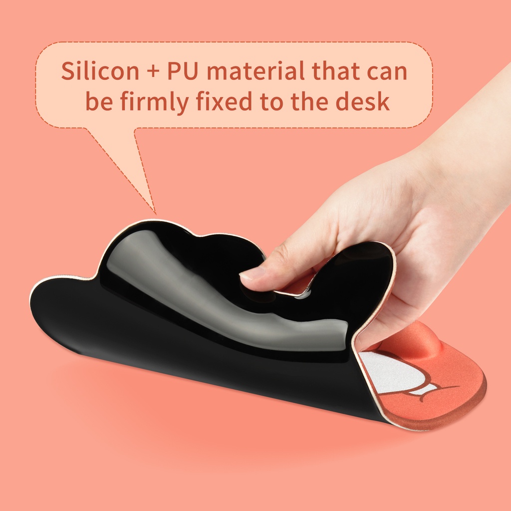 Mouse Pad Bahan Silikon Motif Kartun 3D Dengan Bantalan Pergelangan Tangan