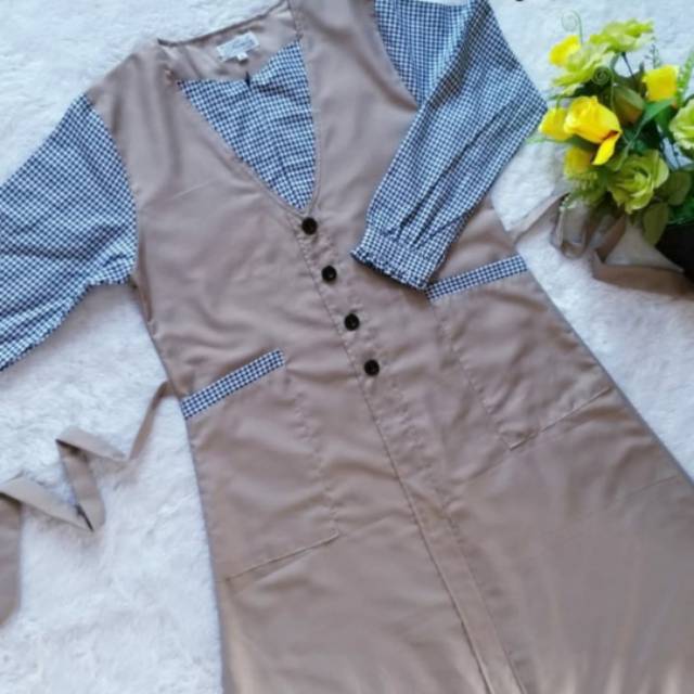 Gamis toyobo mix motif kotak