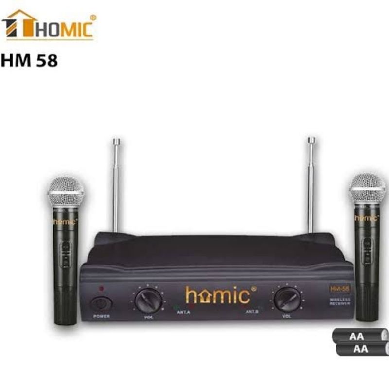 Homic Microphone Mic Double Wireless + Receiver HM 58