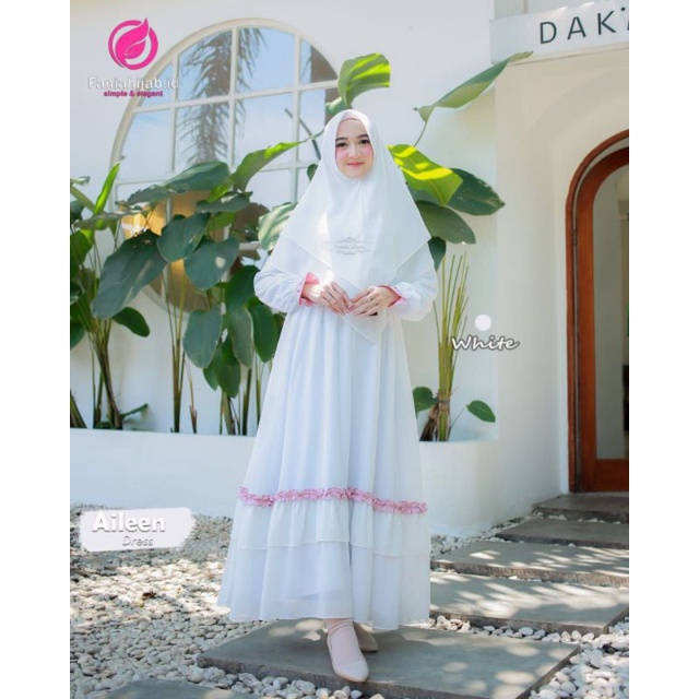 Gamis polos putih/polos hitam/aileen dress by fania hijab