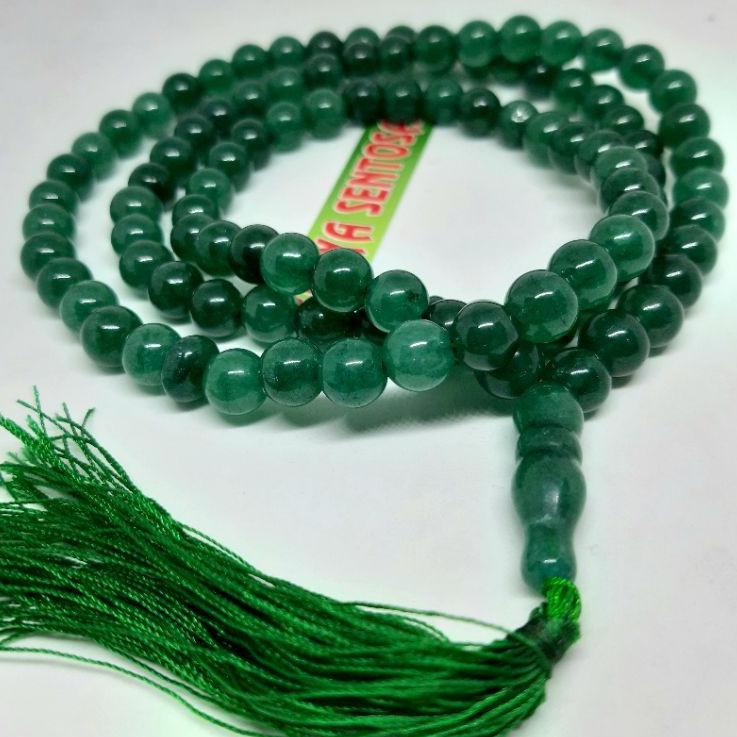 ۩ TASBIH BATU GIOK HIJAU KRISTAL 99BUTIR 8MM NATURAL 100% ۞