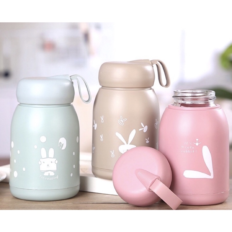 Rabbit Glass sprout cup - Botol minum kelinci- Botol karakter kelinci - Souvenir botol minum Botol Minum Anak Lucu Botol Minum Lucu Botol Minum Viral Botol Minuman Karakter Aesthetic