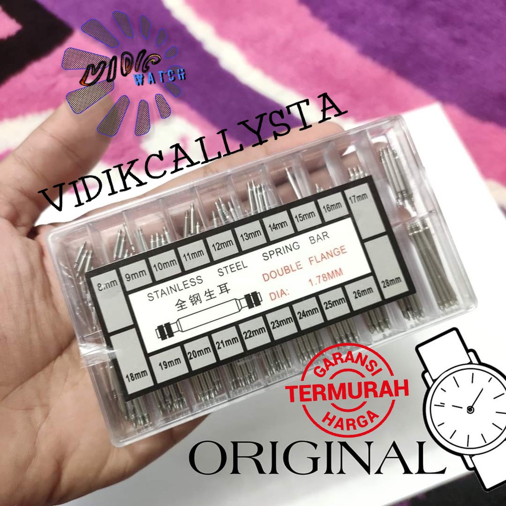 PAKET SPRING BAR WATCH STRAP PIN PEN STAINLESS JAM TANGAN ORI 1.78 MM