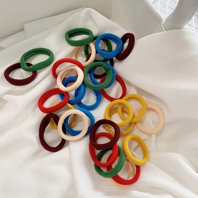 ♥SKY♥ Ikat Rambut Korea  28/100/1000Pcs Bag Elastis Warna Polos Gaya Korea-5