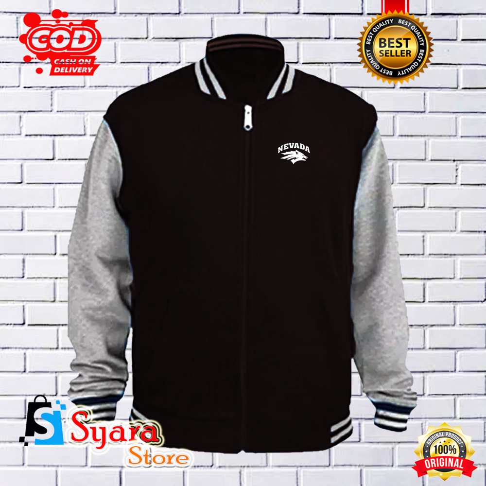 Syara Store / Jaket Varsity Baseball Nevada Putih/ Jaket Distro Varsity / Jaket Baseball / Jaket Dis