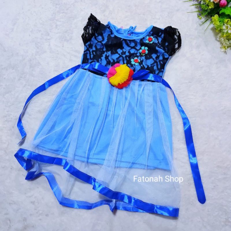 Dress anak cewek 1 2 tahun baju anak perempuan tutu ( dress brukat hitam tali )