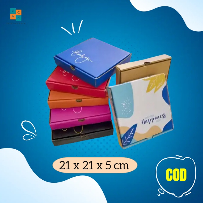 

Box 21x21x5 cm kardus kerdus pizza karton polos hampers brownies giftbox boxbaju mukena kado accecoris hijab
