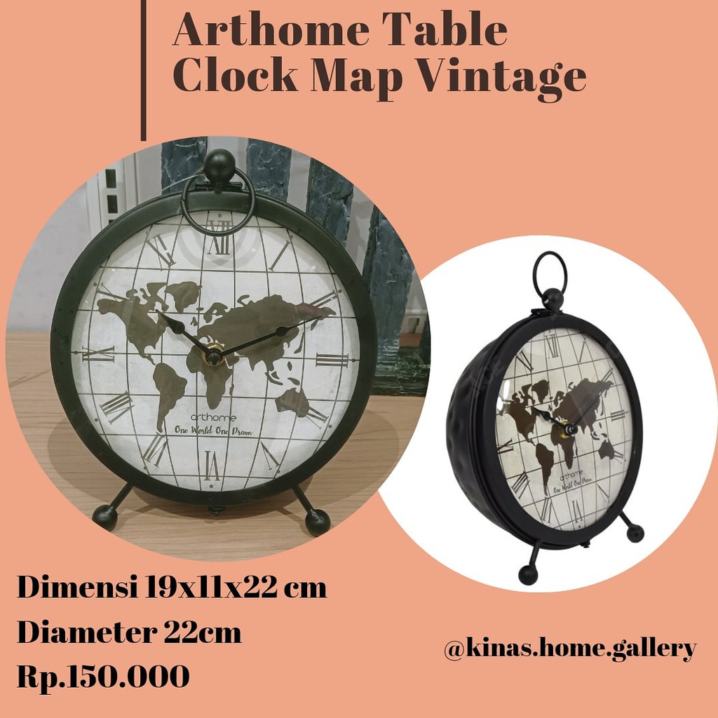 ARTHOME | JAM MEJA KERJA | JAM MEJA BELAJAR | ARTHOME TABLE CLOCK MAP