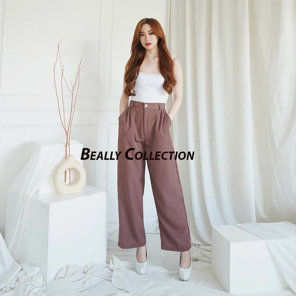 Celana Anti Kusut | Loose Pants Trousers Wanita | Yora Pants Kulot | Celana Kulot Wanita | Celana Kantor Formal | Bella Loose Pants | Celana Highwaist Kulot Wanita