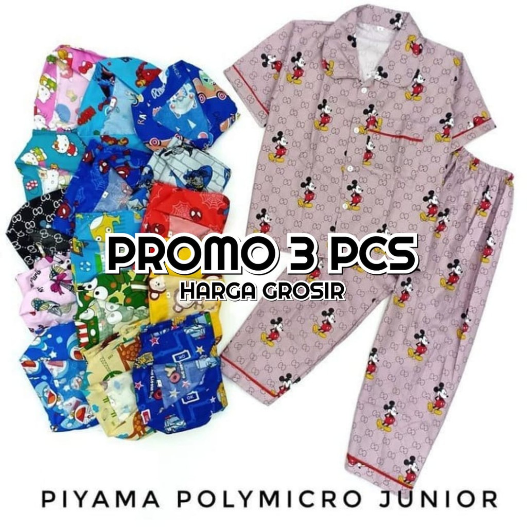 PROMO 3 PCS RANDOM  PIYAMA ANAK ANAK 0 BULAN-16 TAHUN PIYAMA ANAK BAJU TIDUR ANK ANAK RANDOM