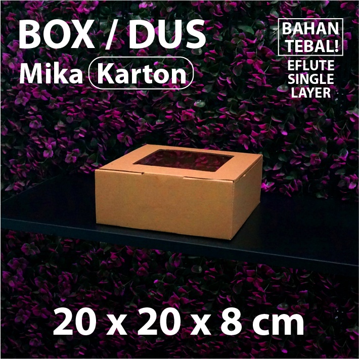 

Dus Karton Kaca 20 x 20 x 8 cm - Box Coklat - Cake atau Hampers