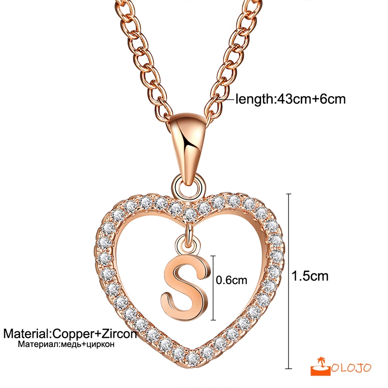 OLOJO   26 Huruf Kalung Kristal Titanium Anti Karat 18K Alfabet Liontin Letter Necklace