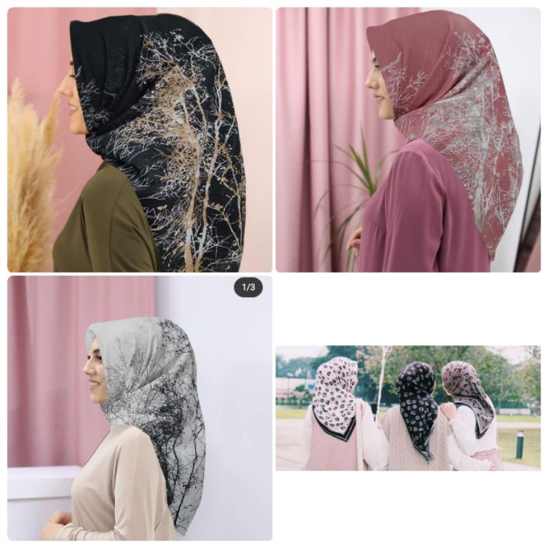 HIJAB SEGIEMPAT VOAL MOTIF BANISCOOP POHON RANTING AKAR LEOPARD KEYZ HIJAB KH0027