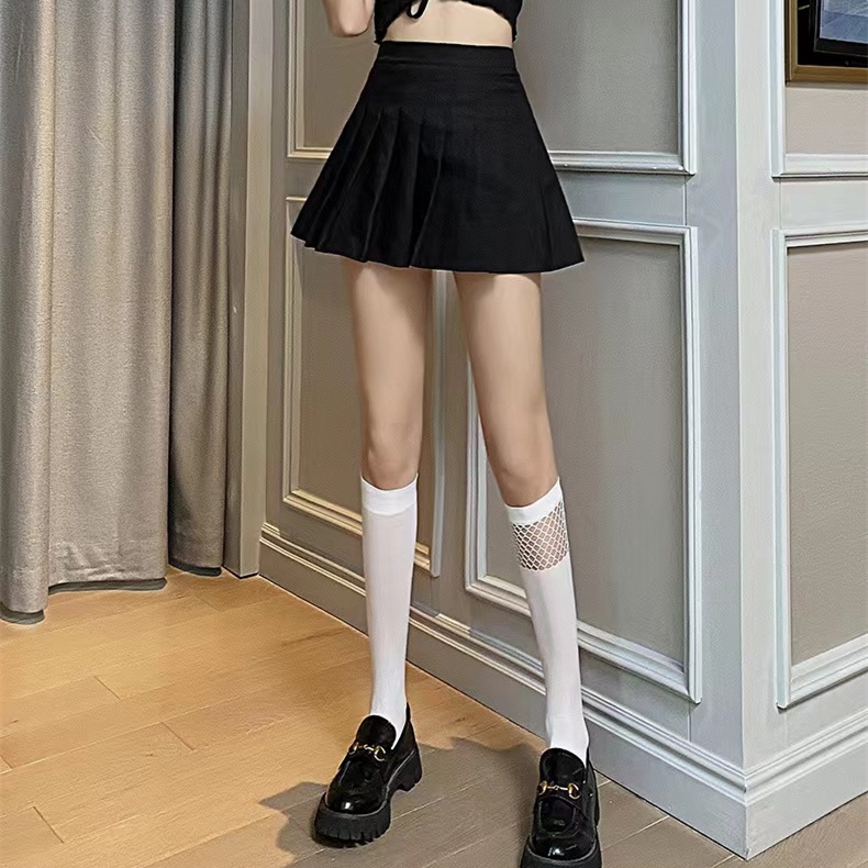 Fashion Knee High Plain Half Fishnet Socks 2024