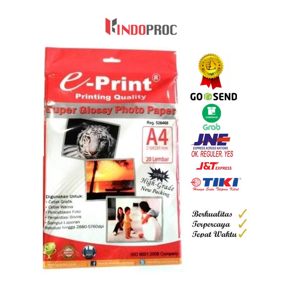 

Kertas Photo E-PRINT 230gsm A4 Isi 20 sheets