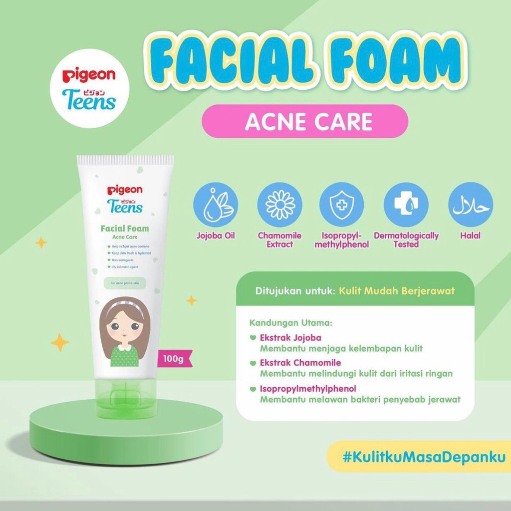 PIGEON Teens Facial Foam | Sabun Muka Pembersih Wajah Face Wash 40ml 100ml