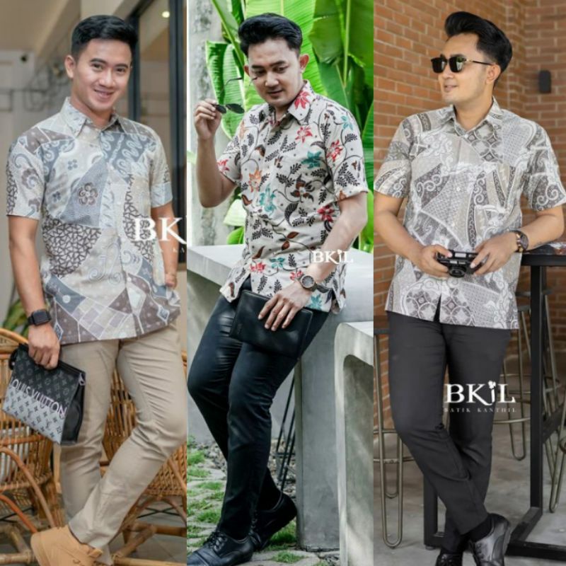 Batikalina - Batik Pria Lengan Pendek MOTIF Hem Baju Batik Pria Kemeja Batik Pria Size M L XL XXL Seragam Batik Kerja