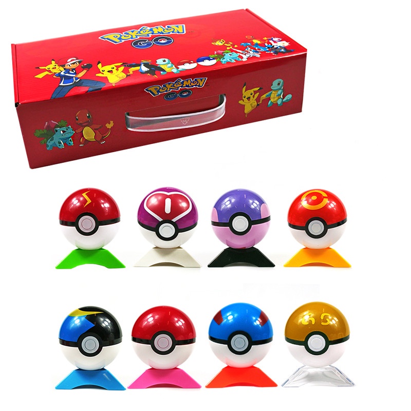 8pcs / Set Action Figure Pokemon Pokeball Monster Bahan PVC Dengan Kotak Original Untuk Hadiah Ulang Tahun Anak