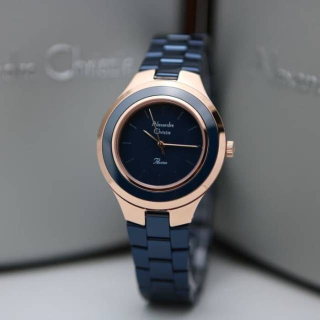Jam Tangan Wanita Alexandre Christie AC 2821 Blue RoseGold Original