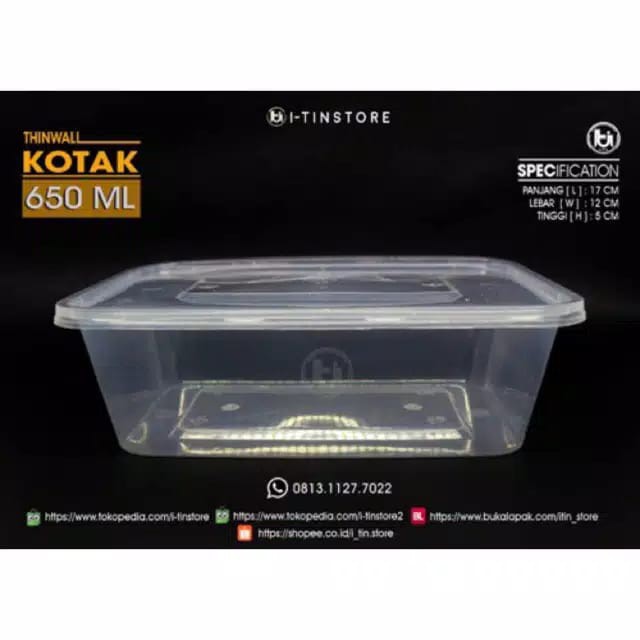 THINWALL 650ml (10PCS) KOTAK MAKAN/NASI MIKA AMAN PANAS MICROWAVE DAN DINGIN