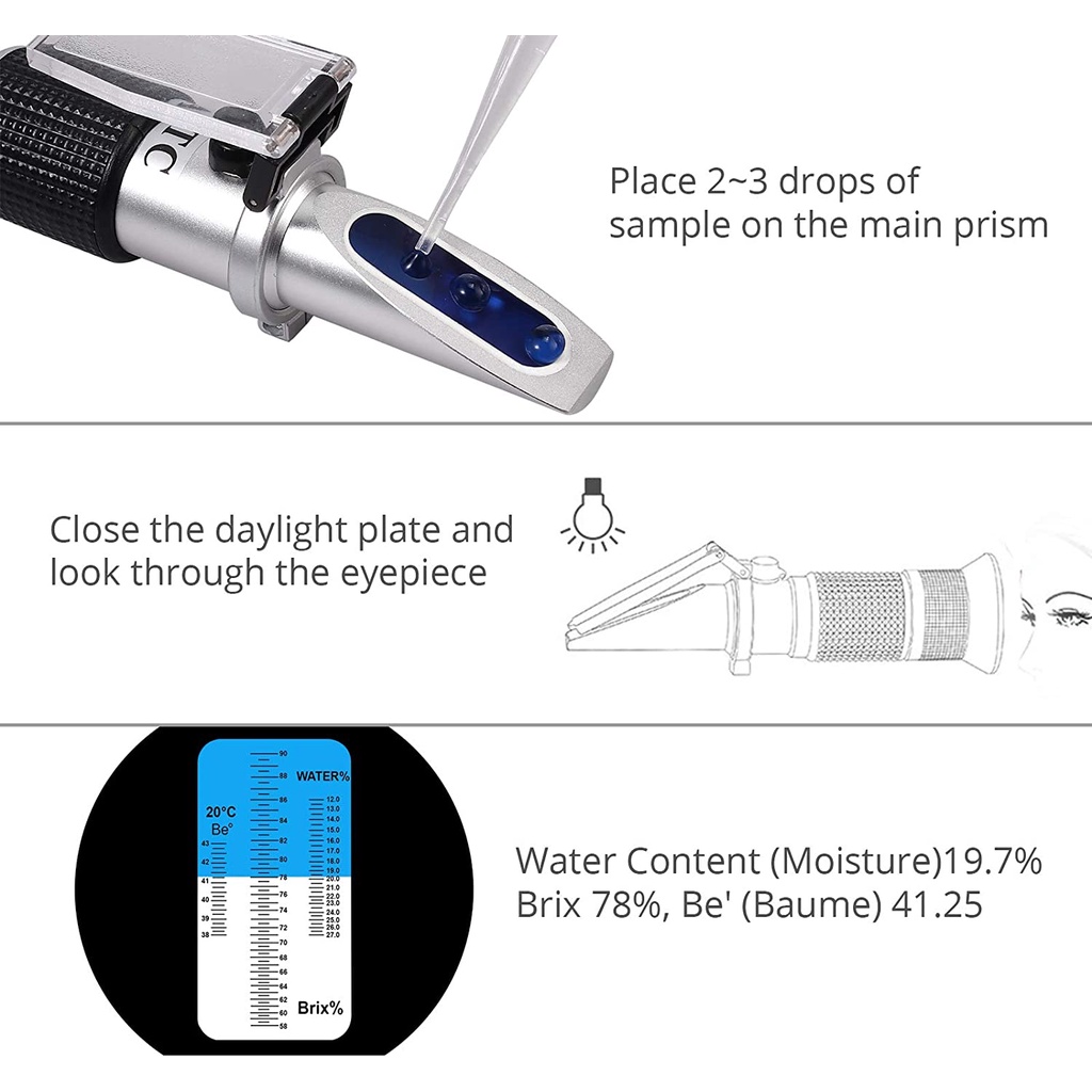 Refractometer 58-90% honey  Penguji Kadar Air Madu - B190035