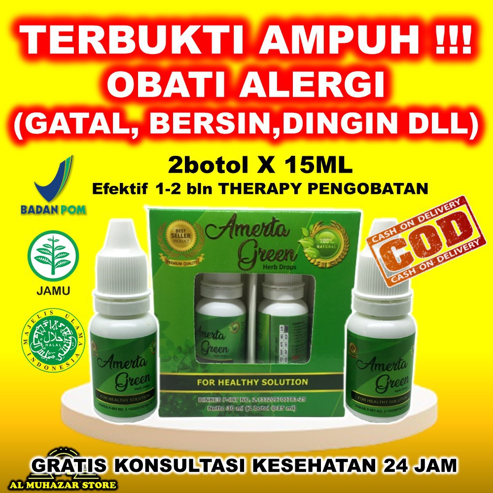 Pusat Obat Herbal Amerta Green Gold Jamu Tetes Alergi 100% Ampuh Alami terlaris bisa COD