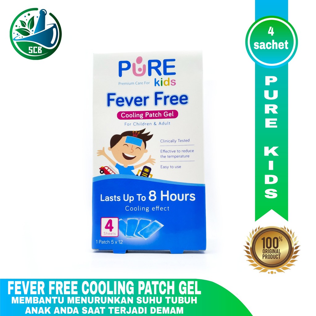 Pure Kids Fever Free Isi 4 Lembar Cooling Patch Gel -Harga Perbox