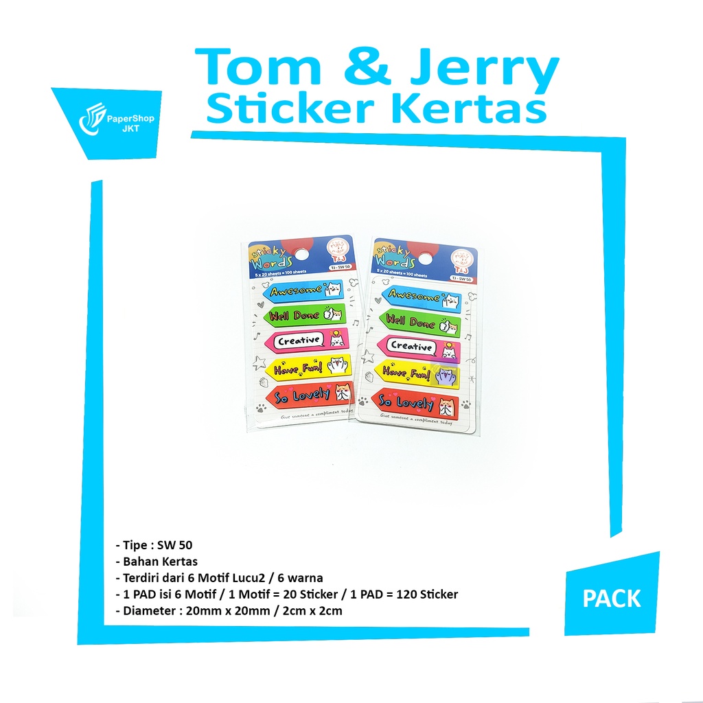 

TOM & JERRY - Sticker Kertas SW 50 - Sticker Words - Pad