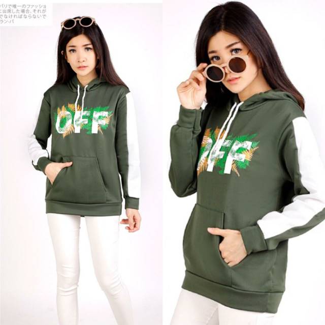 damai fashion jakarta - SWEATER jaket hoodie wanita FLOWER OFF - konveksi murah tanah abang