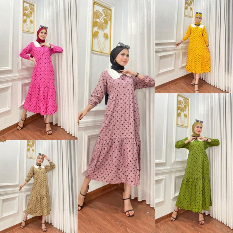 Midi Dress Pakaian Dress Midi Dress Muslim Dress Rayon Premium