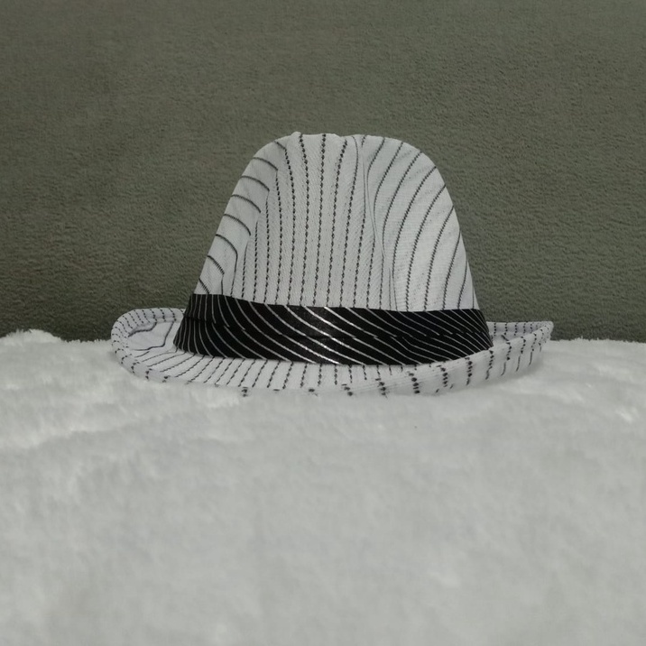 Topi Koboy Fedora Jazz Vintage Motif Salur Murah